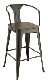 Coaster Geneva Wooden Seat Bar Stools Dark Elm and Matte Black (Set of 2) Model 100737